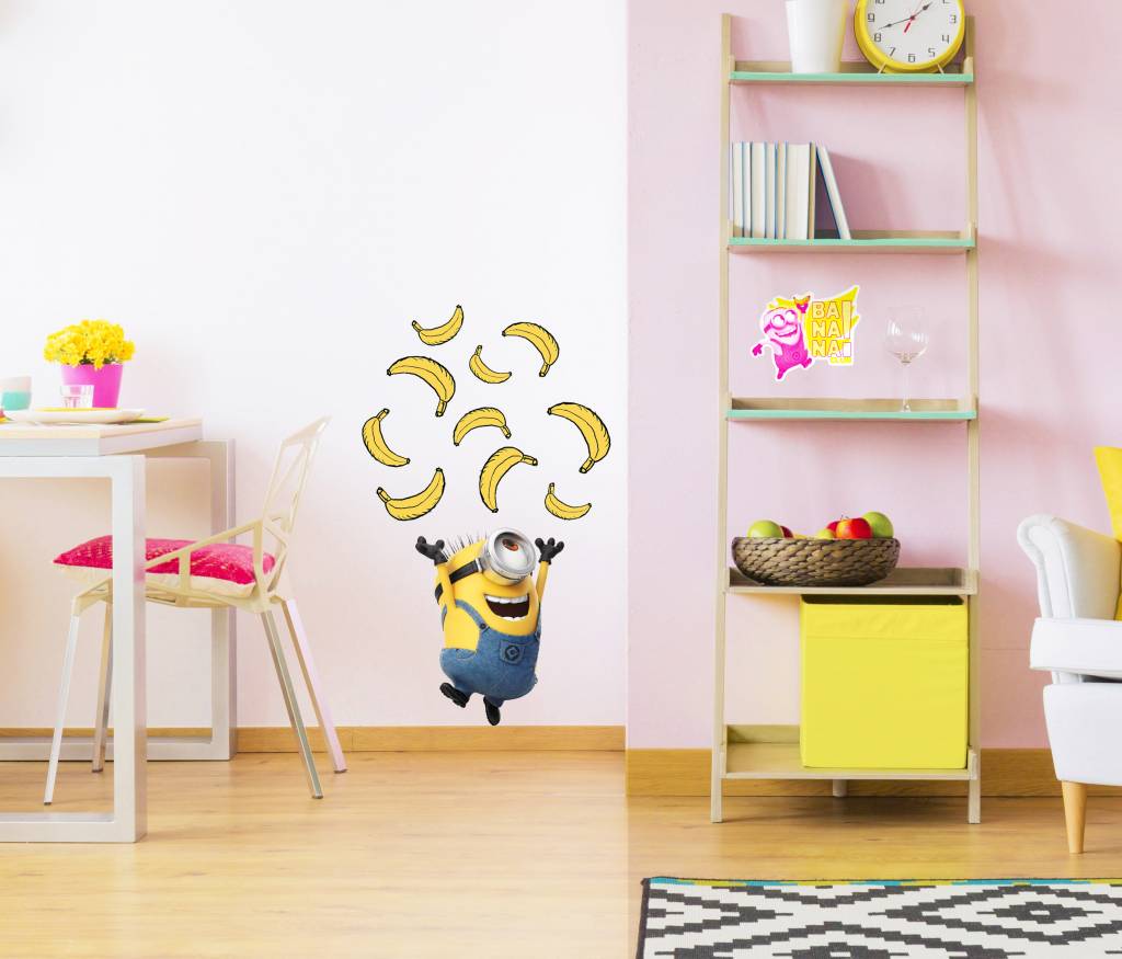 Minions Muursticker Despicable 3 Banannas - grootste sticker 25 x 32 cm bxh