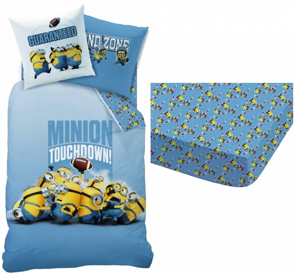 Minions Set dekbed + hoeslaken Touchdown 140x200 + 63x63cm 100% katoen