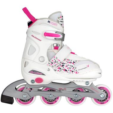 Nijdam junior inlineskates verstelbaar maat 27-30 - wit/fuchsia