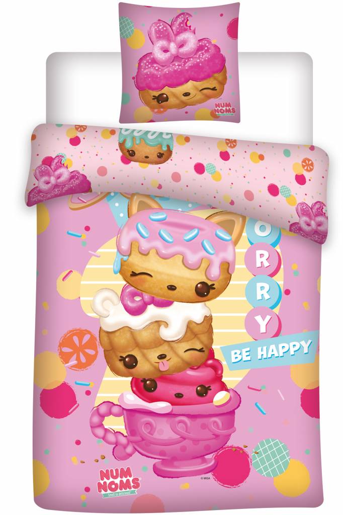 Num Noms Dekbedovertrek Be Happy 140x200 + 63x63cm - Polyester