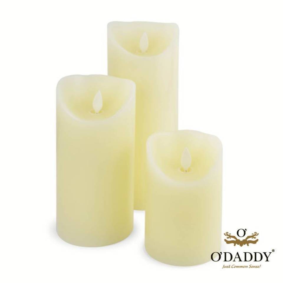 O\daddy led wax kaars set + afstandsbediening (12.5cm+18cm+23cm)