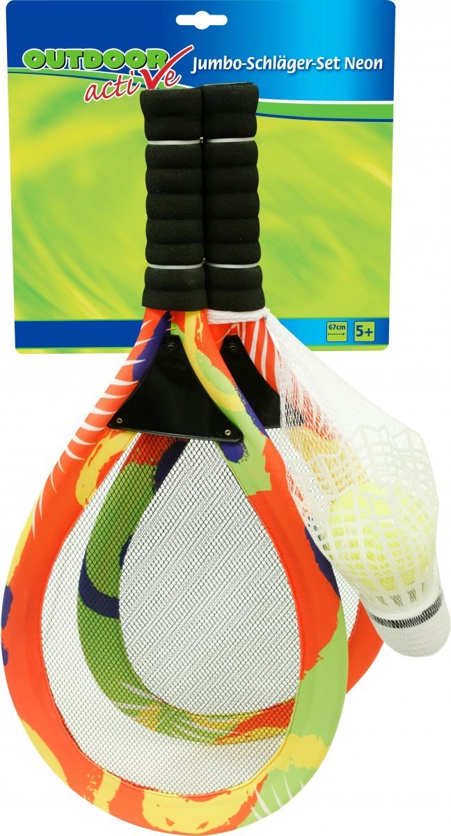 Outdoor actieve jumbo bat set Neon met ballen, lengte 67 cm