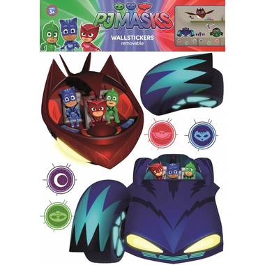 Pj masks cars and villains - muursticker - multi