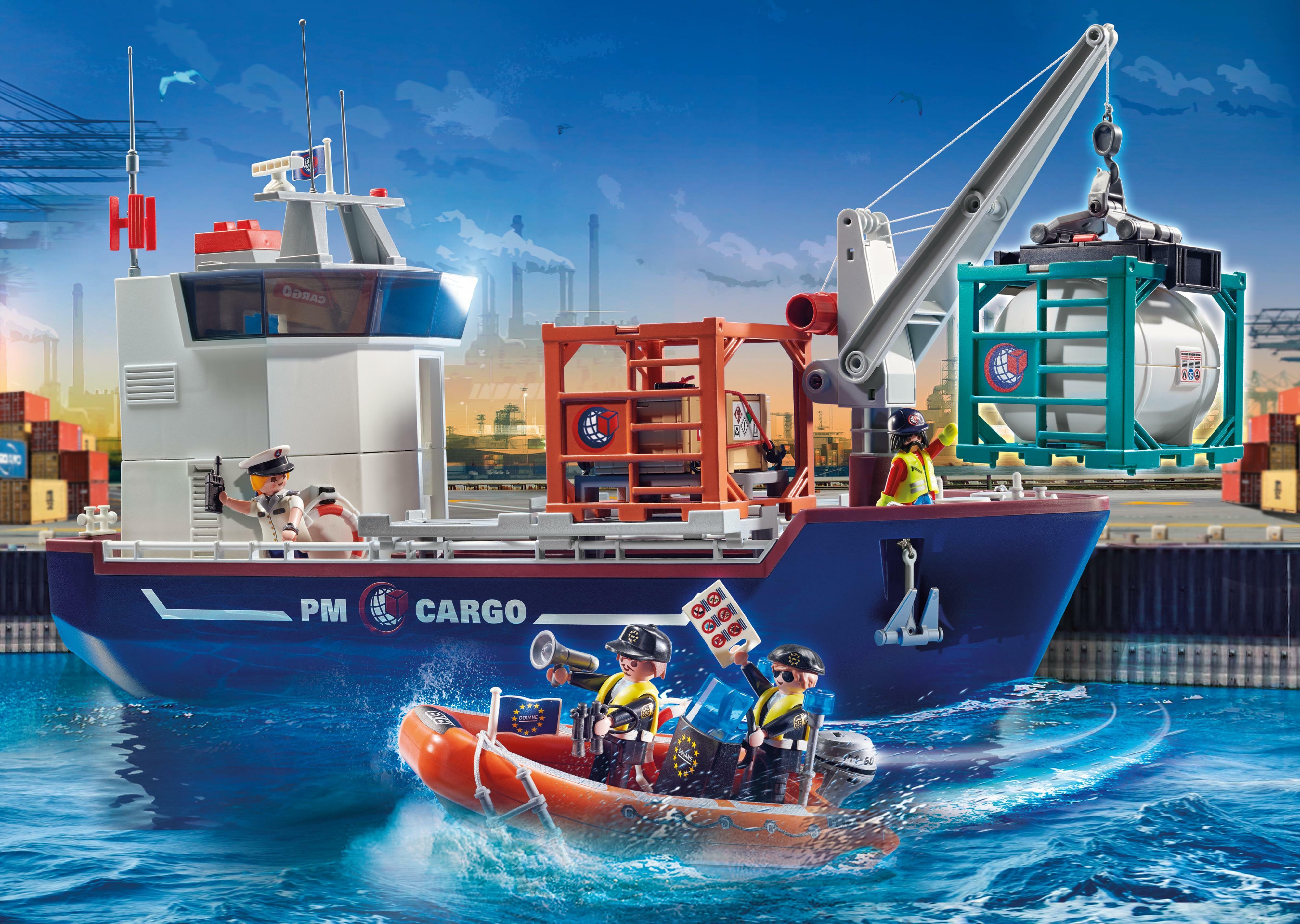 Playmobil® Cargo 70769 groot containerschip met douaneboot