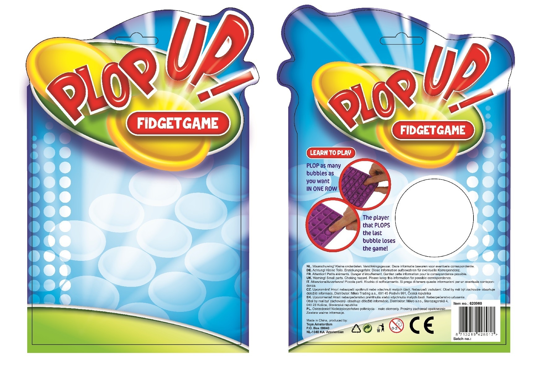 Plop Up! fidgetgame 3ass vorm 12.5cm