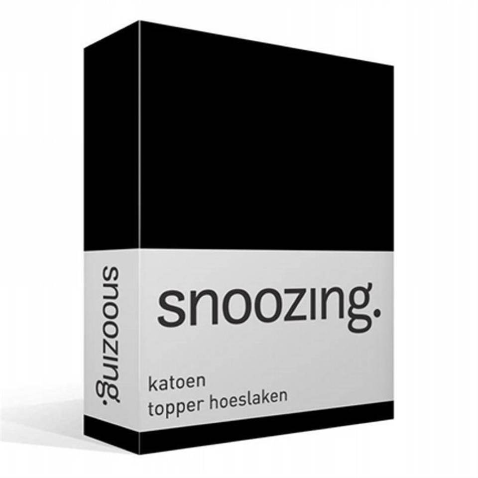 Snoozing katoen topper hoeslaken - 100% katoen - 1-persoons (90x200 cm) - Zwart