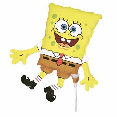 Spongebob folie ballon versiering op stokje 35cm