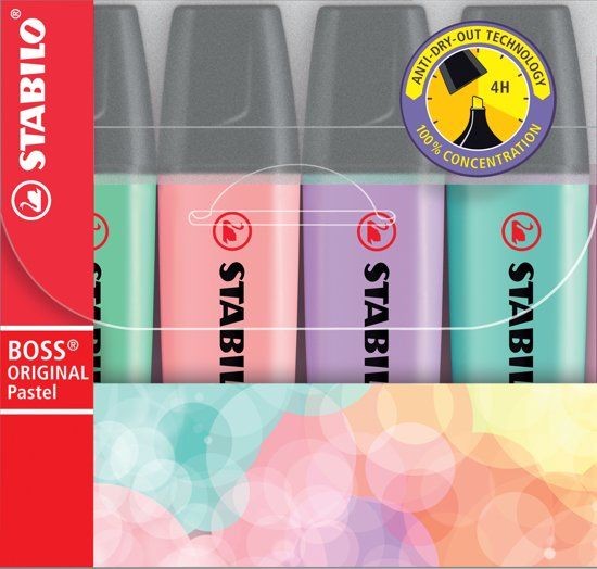 Stabilo Boss Pastel Etui 4 Kleuren