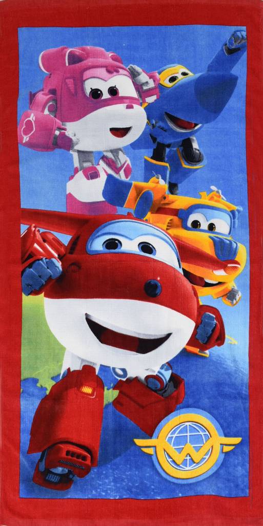 Super Wings Strandlaken 4 hero's 70x140cm - katoen