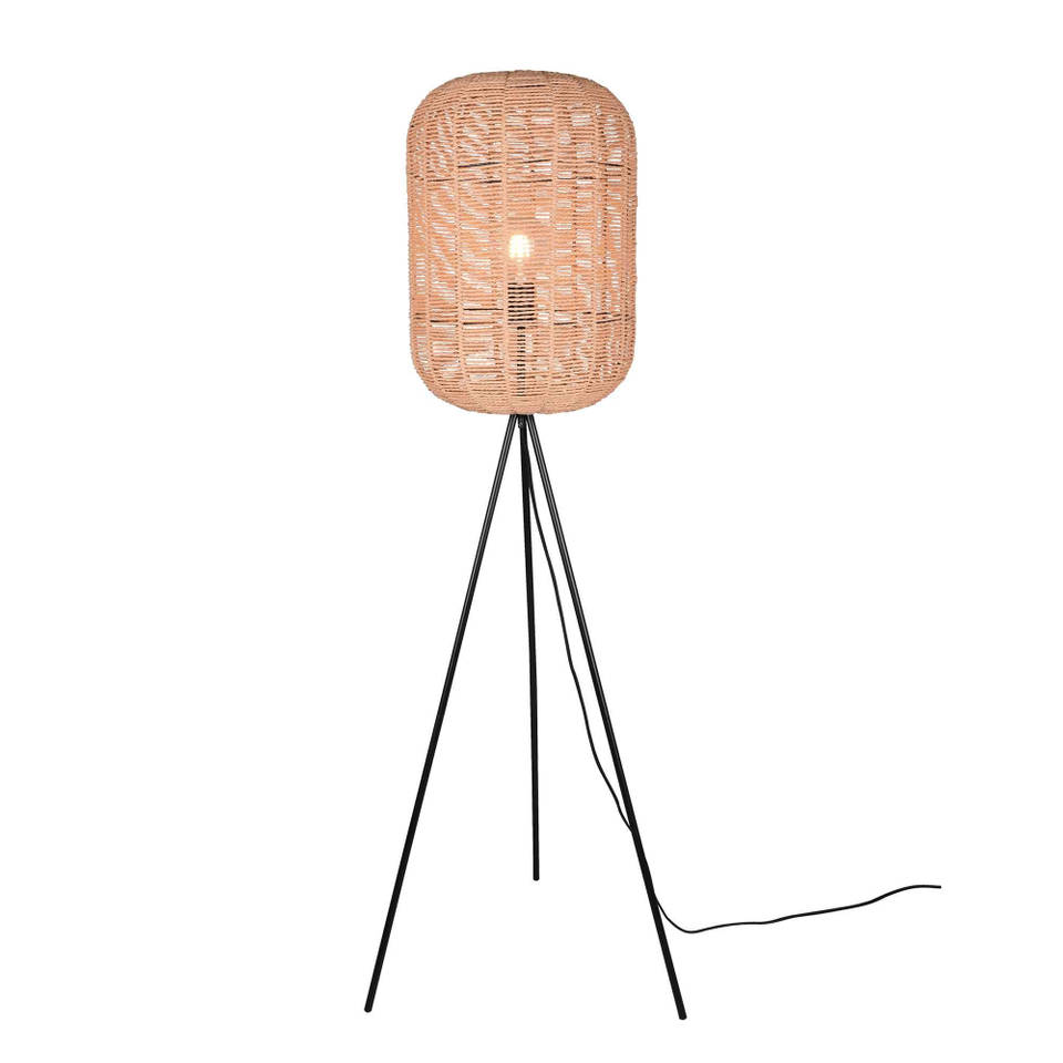 TRIO Vloerlamp Runa touw H 150 cm Ø 35 cm beige zwart