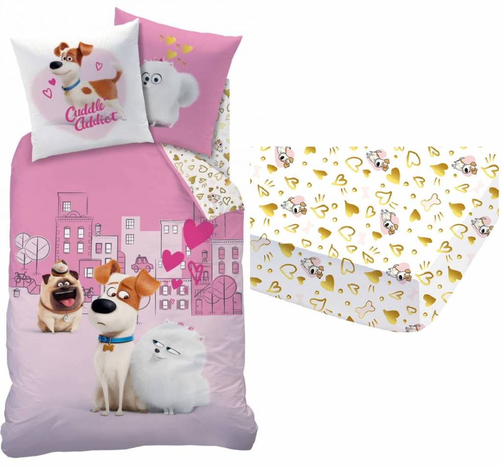 The Secret Life of Pets Set dekbed + hoeslaken Love 140x200 + 63x63cm 100% katoen