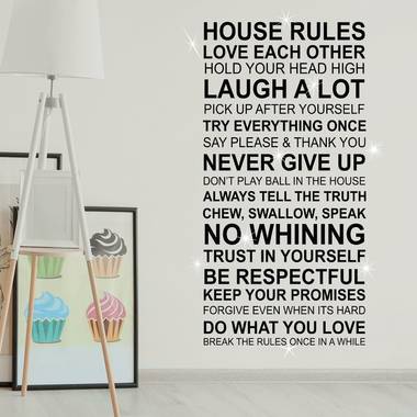 Walplus home decoratie sticker - huis regels quote (fr) met 9 swarovski kristallen