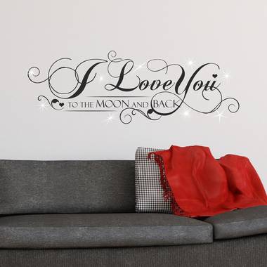 Walplus home decoratie sticker - i love you quote met 9 swarovski kristallen