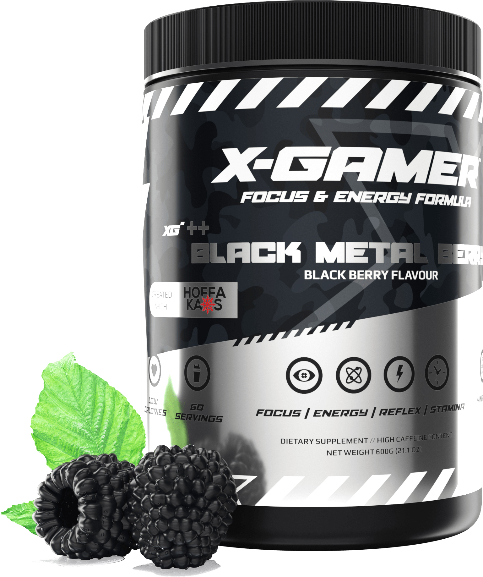 X-Gamer Focus & Energy Formula - Black Metal Berry Tub