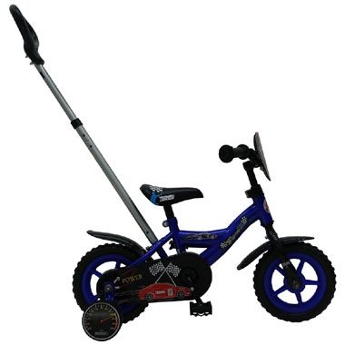 Yipeeh Power fiets met duwstang - 10 inch - blauw