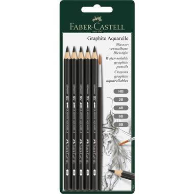 aquarelpotlood Faber Castell Graphite blister 5 stuks + penseel