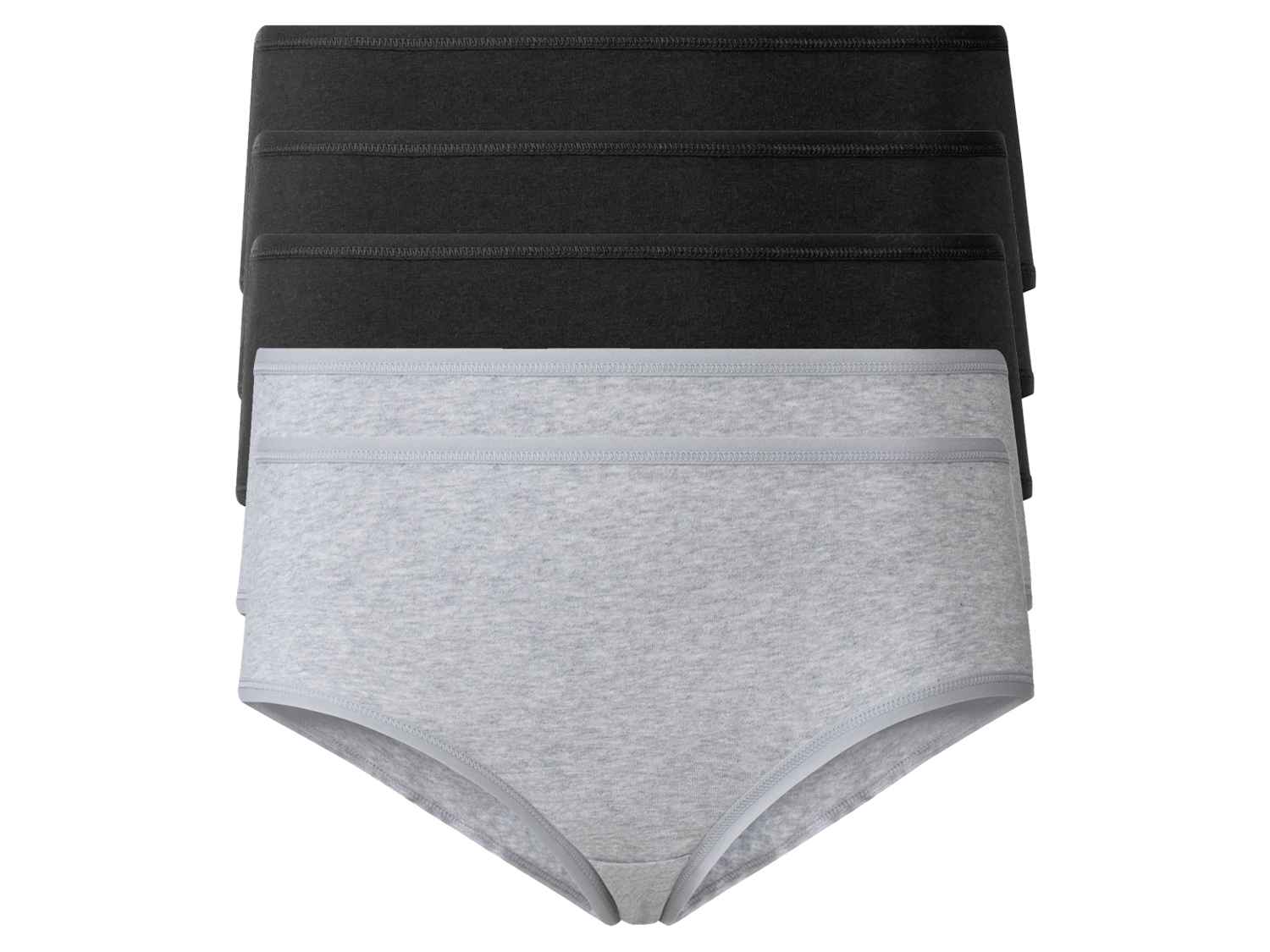 esmara 5 dames hipsters (S (36/38), Zwart/grijs)