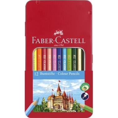 kleurpotlood Faber-Castell Castle zeskantig metalen etui met 12 stuks