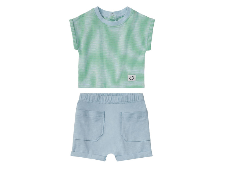 lupilu Baby jongens zomerset 2-delig (50/56, Blauw/gestreept)