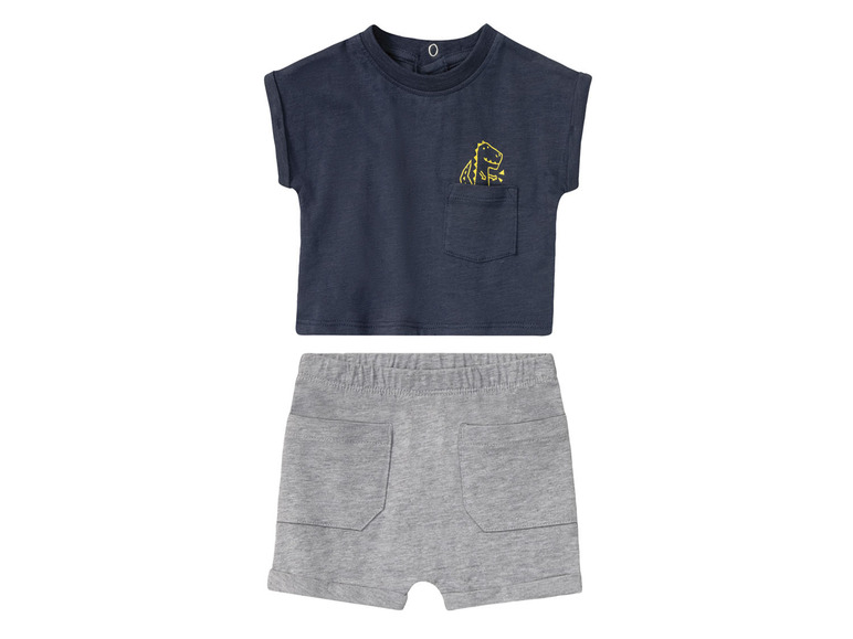 lupilu Baby jongens zomerset 2-delig (50/56, Donkerblauw/grijs)