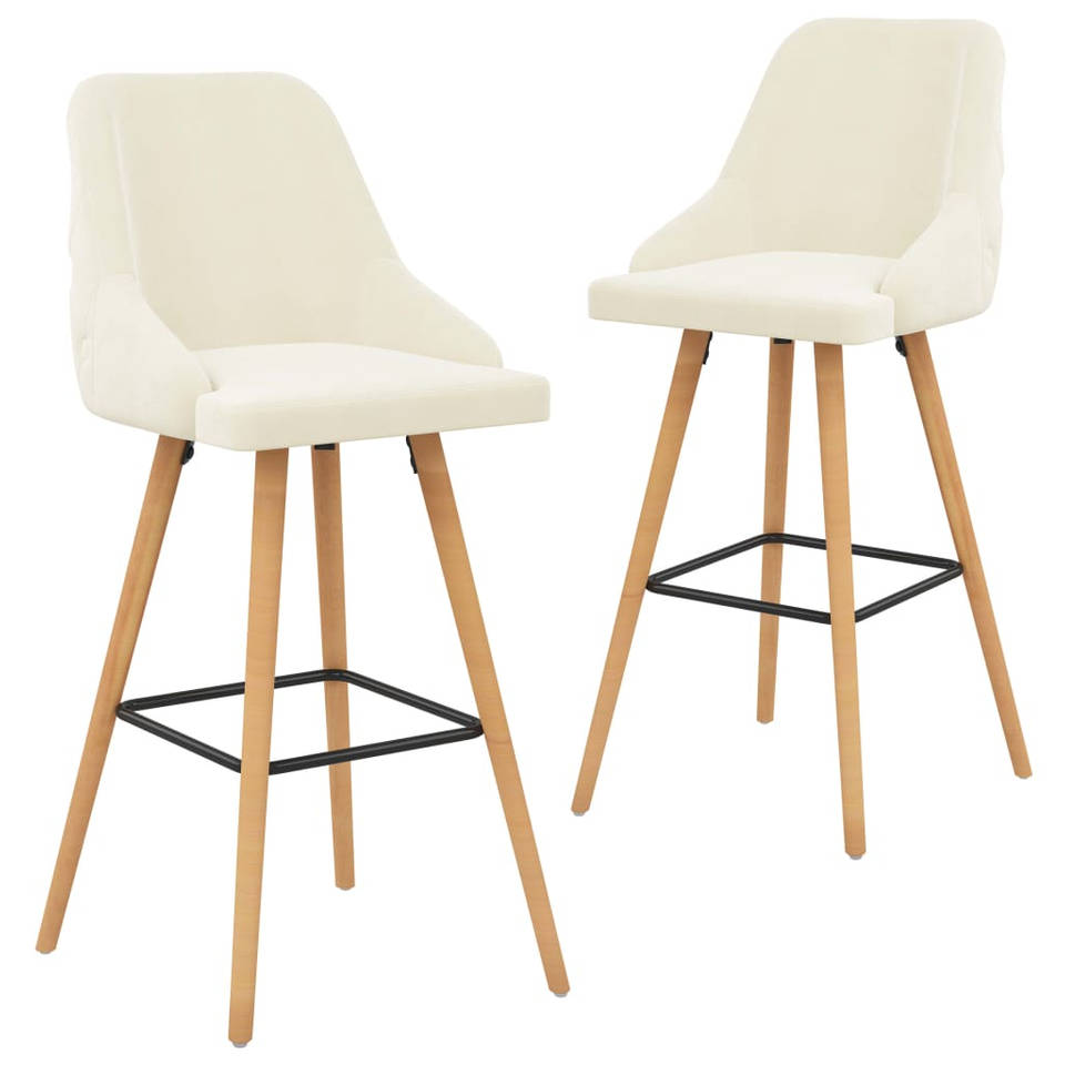 vidaXL Barstoelen 2 st fluweel crème