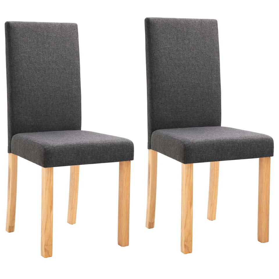 vidaXL Eetkamerstoelen 2 st stof donkergrijs