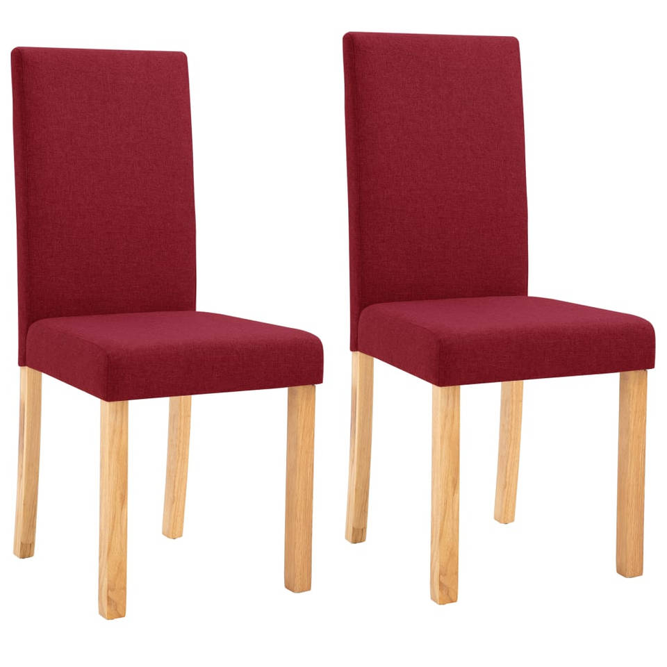 vidaXL Eetkamerstoelen 2 st stof wijnrood