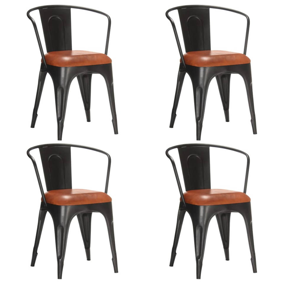 vidaXL Eetkamerstoelen 4 st echt leer bruin