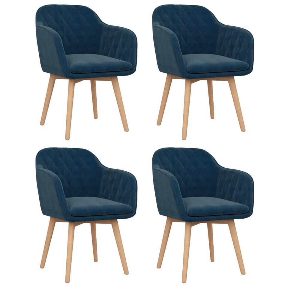 vidaXL Eetkamerstoelen 4 st fluweel blauw