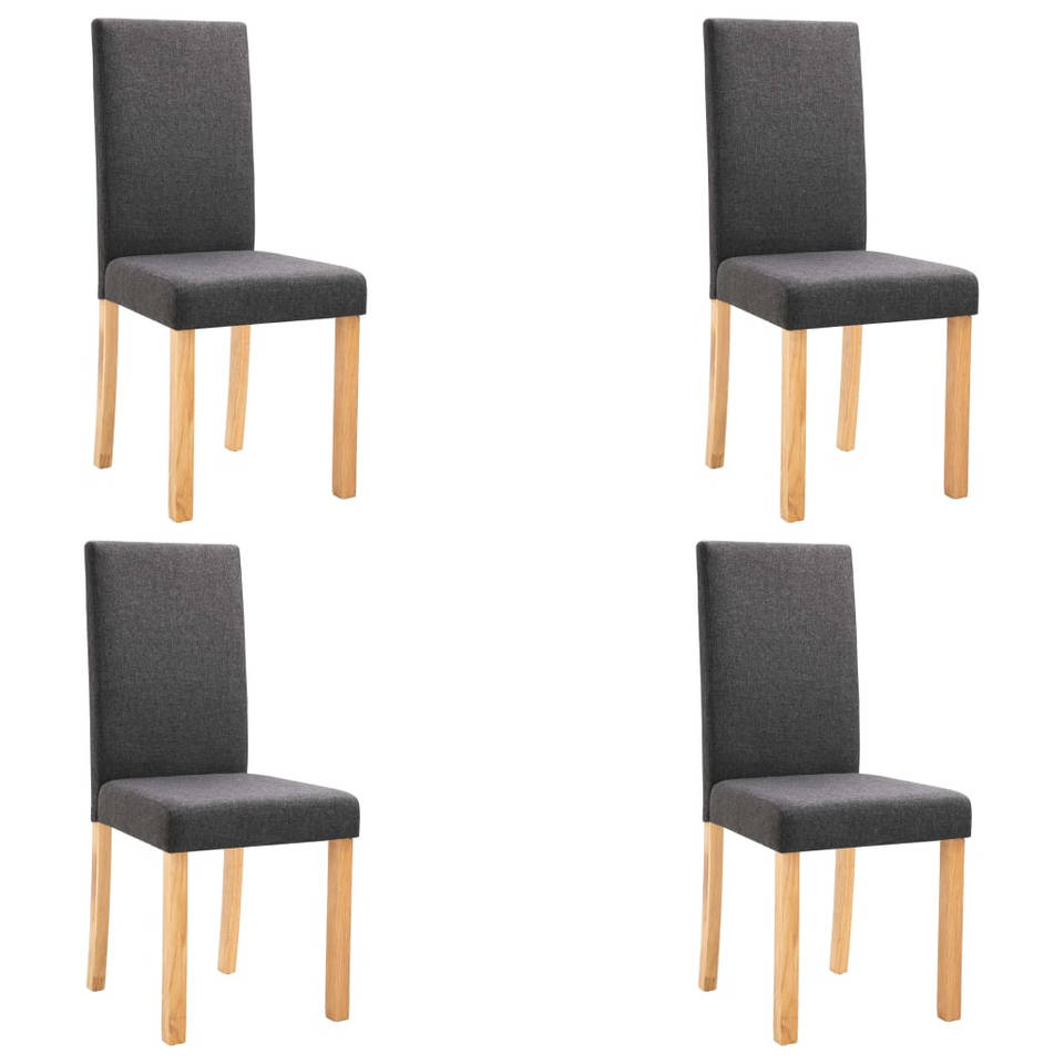 vidaXL Eetkamerstoelen 4 st stof donkergrijs