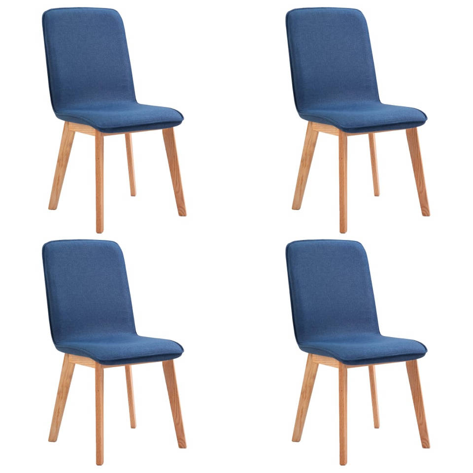 vidaXL Eetkamerstoelen 4 st stof en massief eikenhout blauw