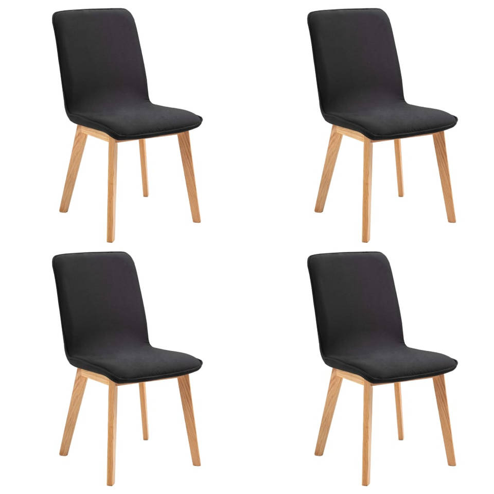 vidaXL Eetkamerstoelen 4 st stof en massief eikenhout zwart