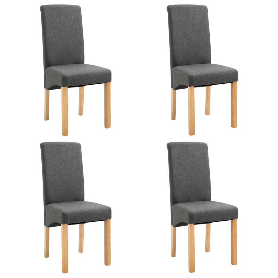 vidaXL Eetkamerstoelen 4 st stof grijs