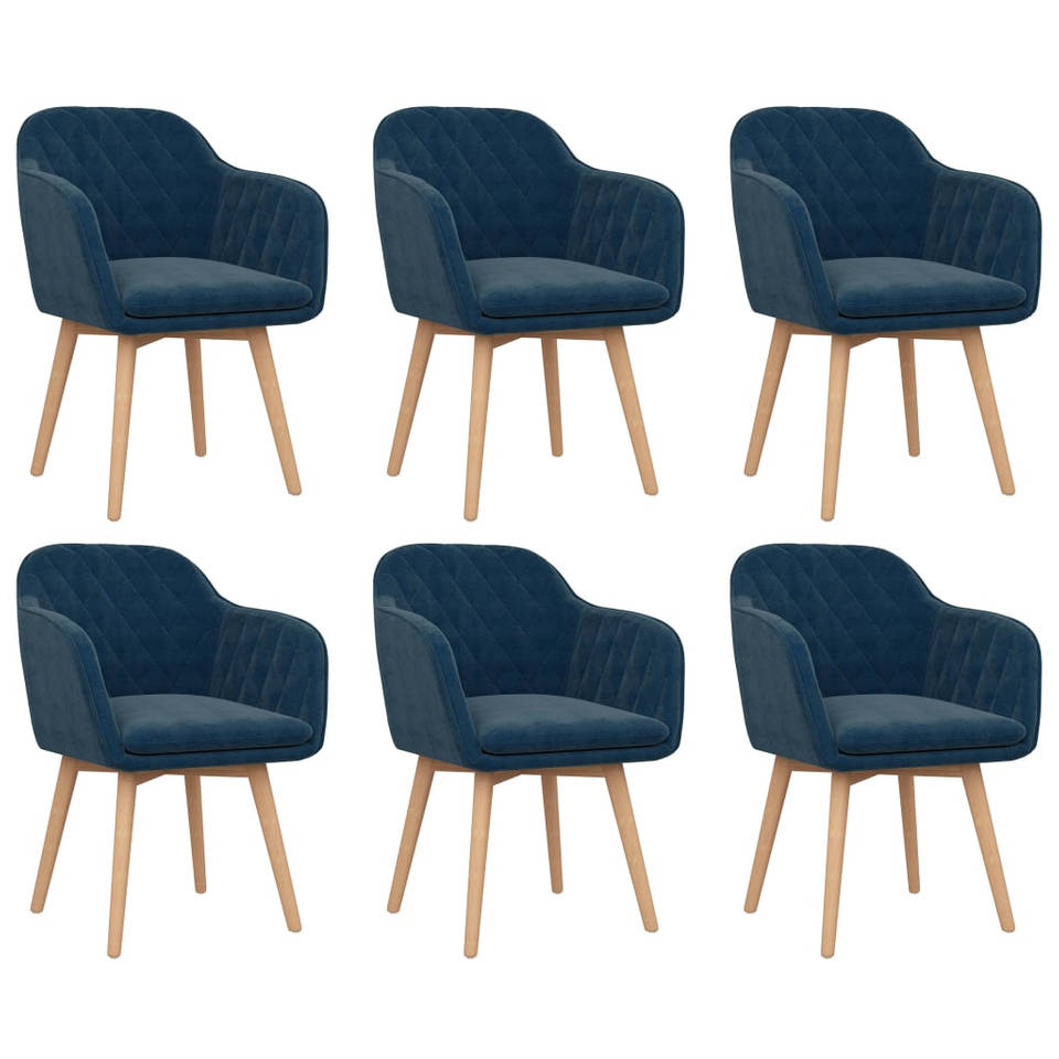 vidaXL Eetkamerstoelen 6 st fluweel blauw