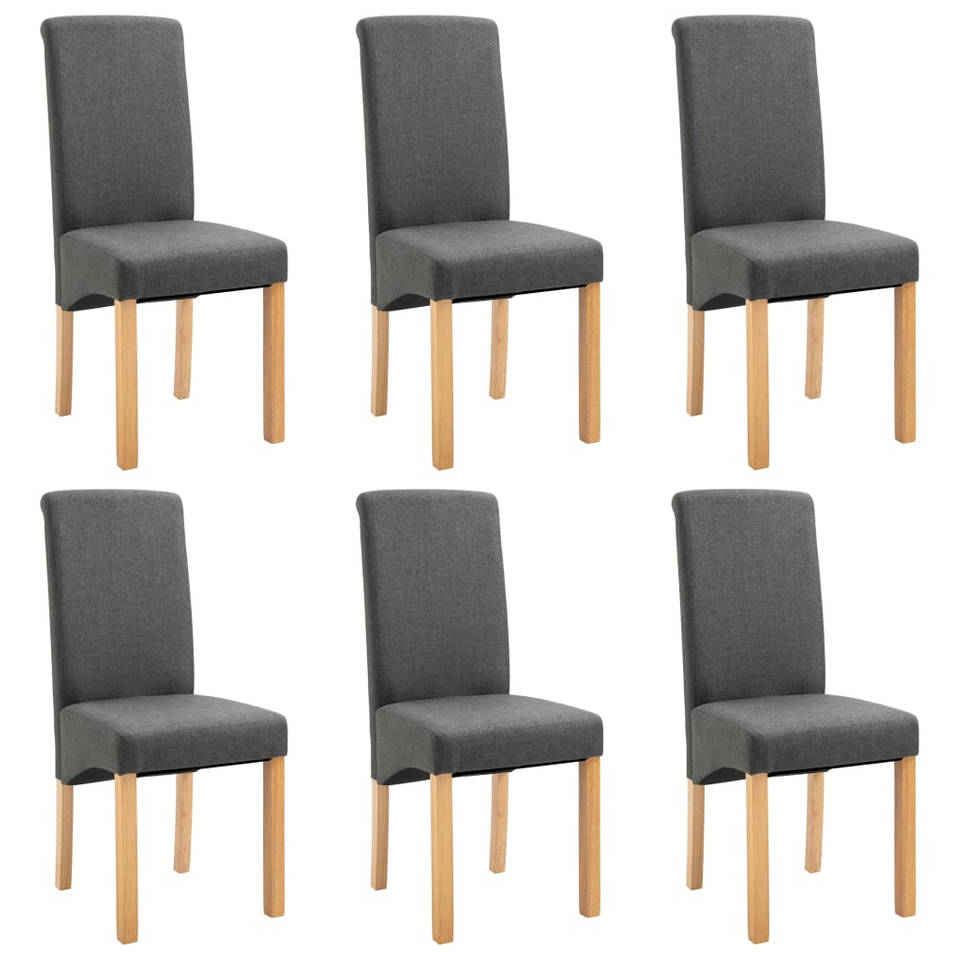 vidaXL Eetkamerstoelen 6 st stof grijs