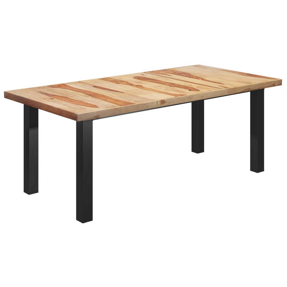 vidaXL Eettafel met I-vormige poten 200x100x77 cm massief sheeshamhout