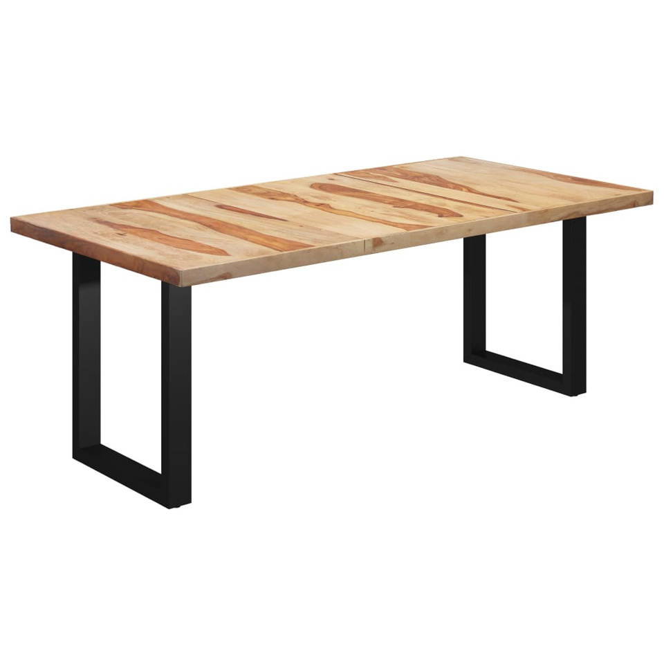 vidaXL Eettafel met O-vormige poten 200x100x77 cm massief sheeshamhout