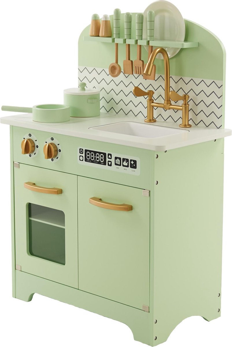 P&M  Kinderkeuken - Hout - Blauw - Mint-Groen