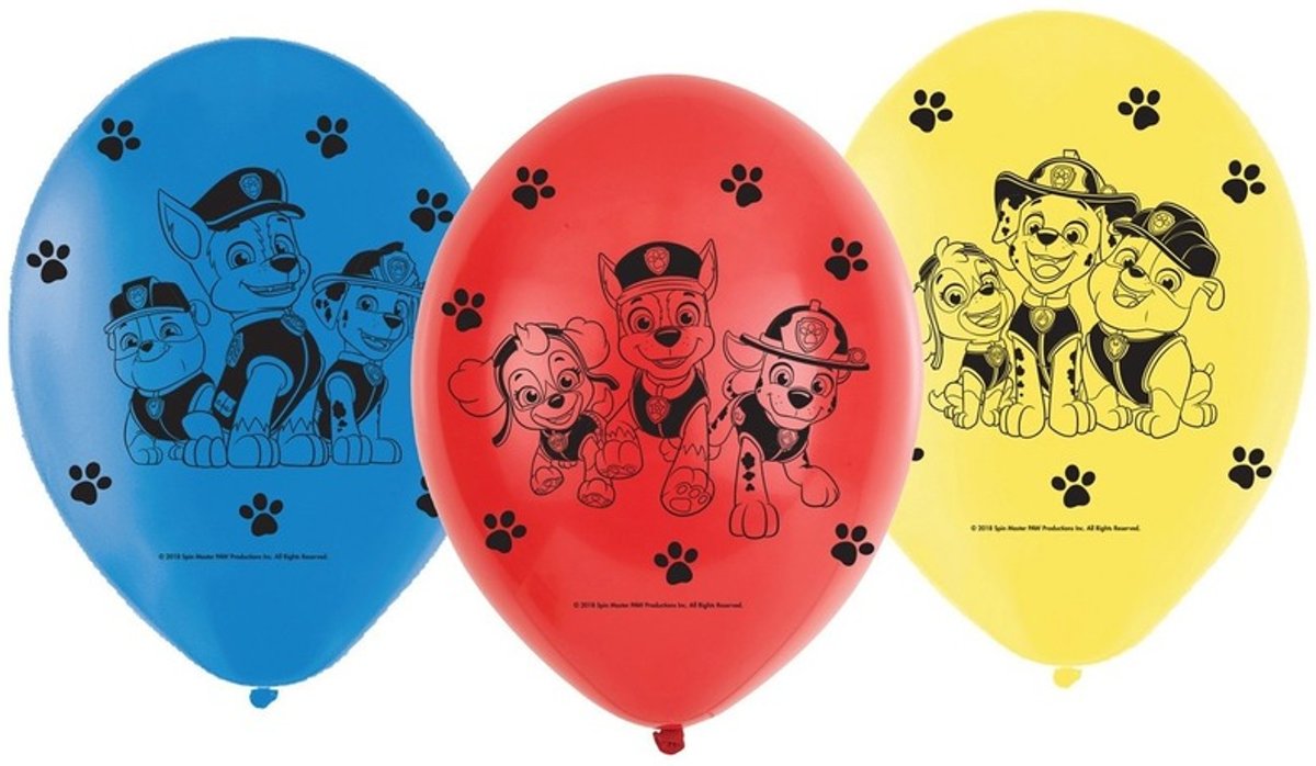 12x Paw Patrol ballonnen versiering voor een Paw Patrol themafeestje - thema feest ballon kinderfeestje/verjaardag