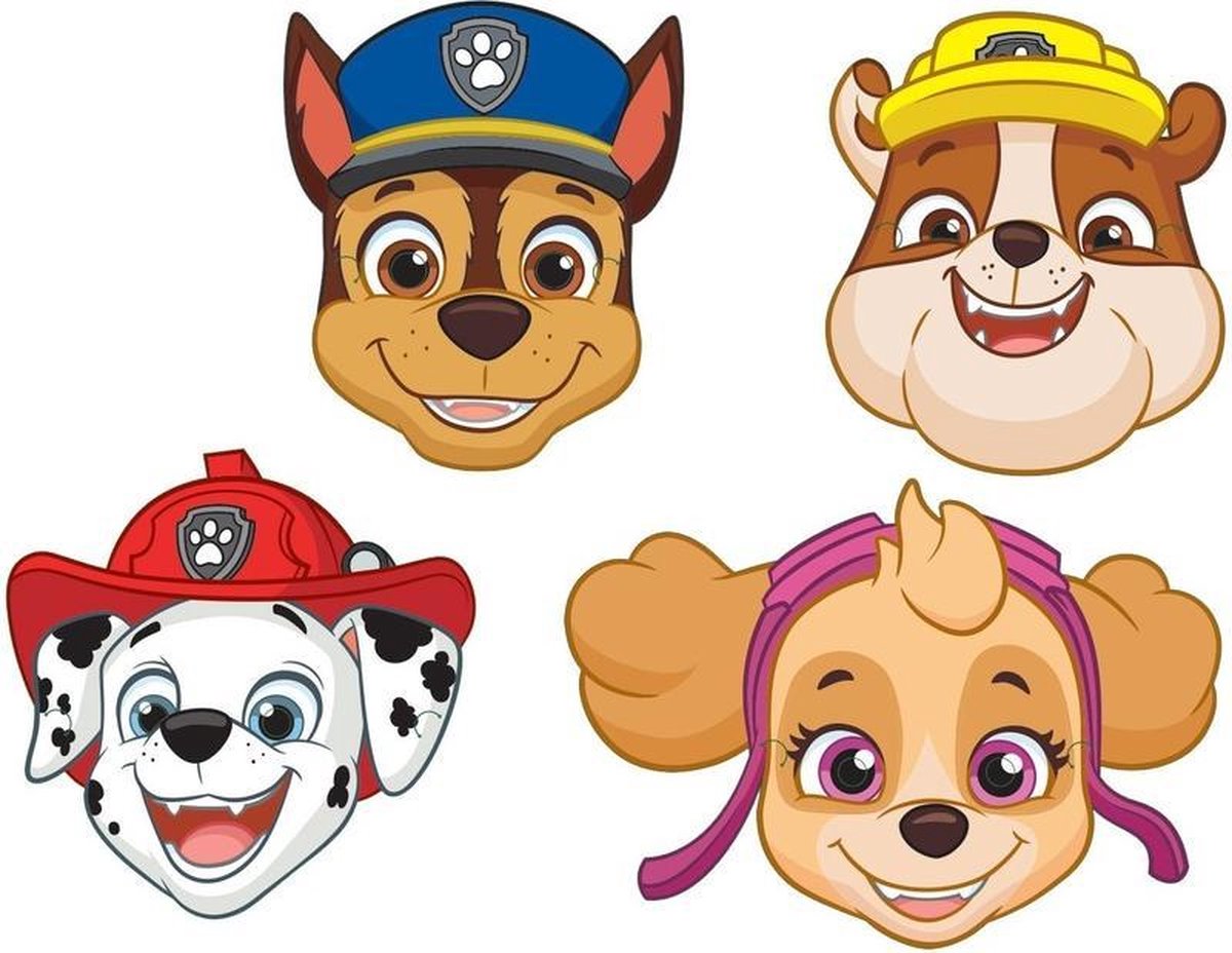 16x stuks Paw Patrol maskers voor een Paw Patrol themafeestje - thema feest  maskers kinderfeestje/verjaardag