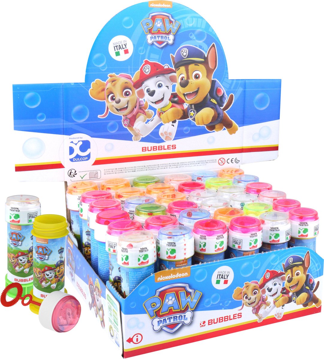 24x Paw Patrol bellenblaas flesjes met spelletje 60 ml voor kinderen - Uitdeelspeelgoed - Grabbelton speelgoed