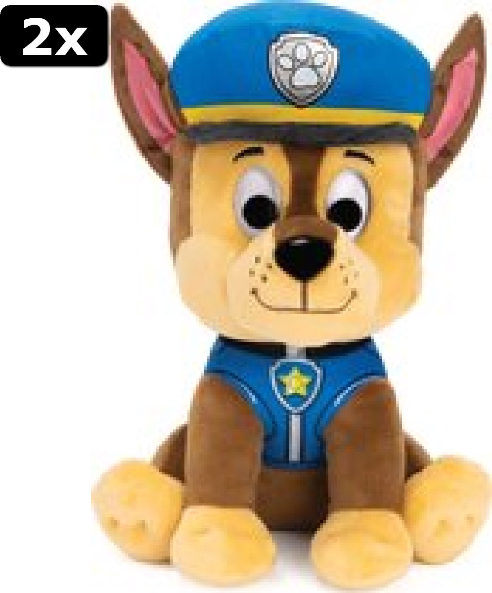 2x PAW Patrol - Chase - Knuffel - 23 cm