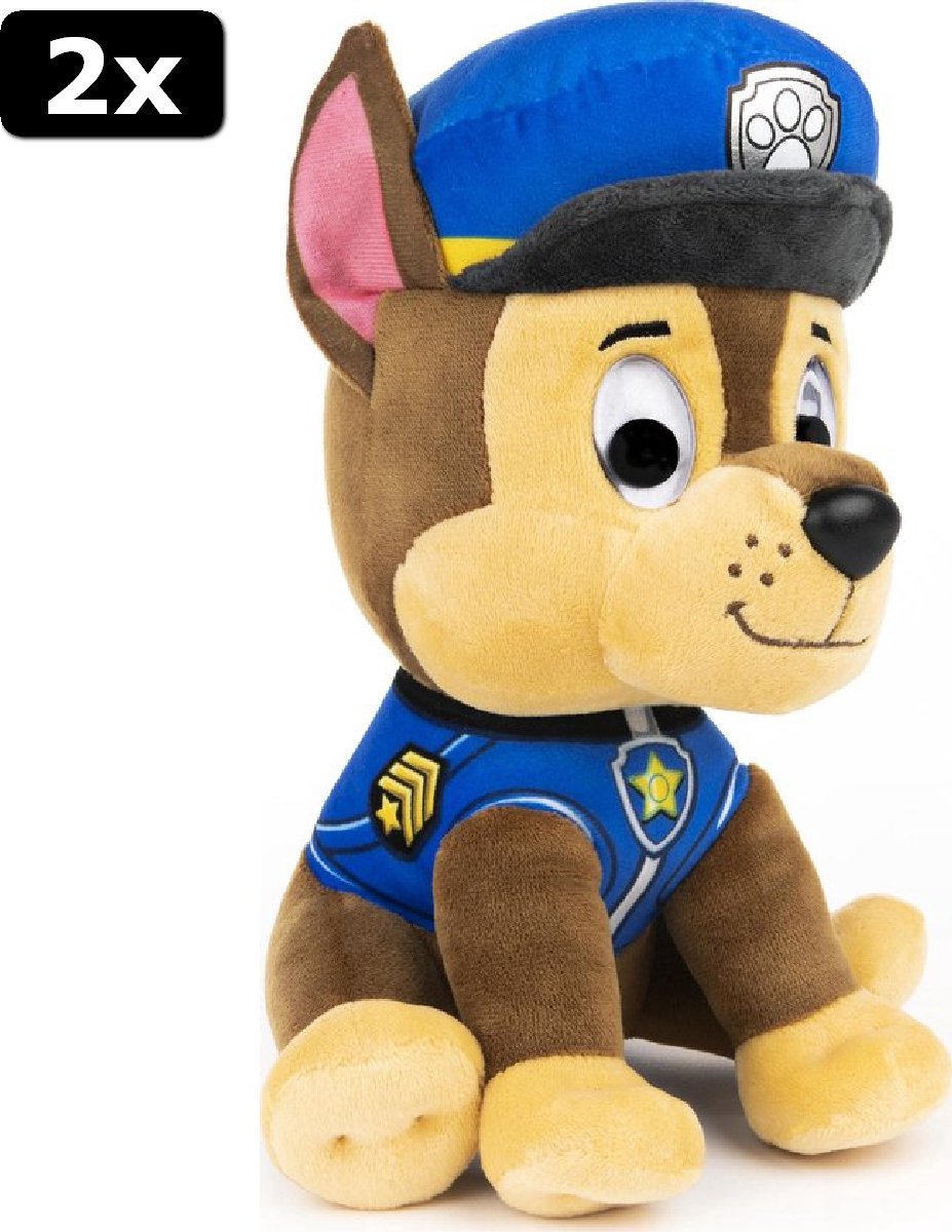 2x PAW Patrol - Chase - Knuffel - 23 cm