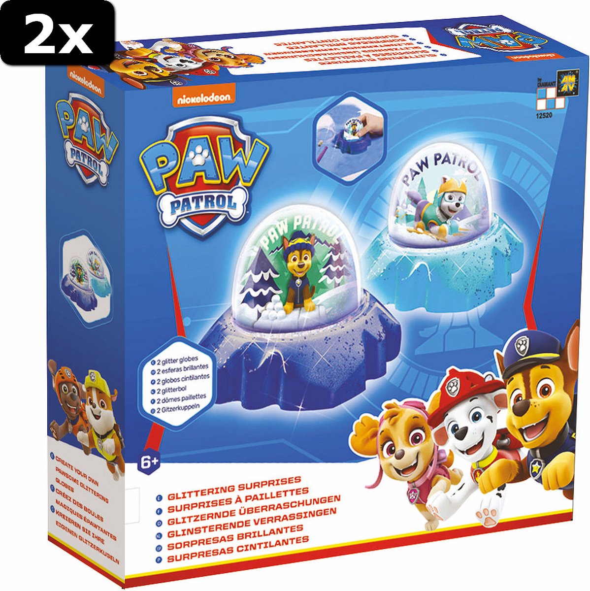 2x PAW Patrol Glitter Domes