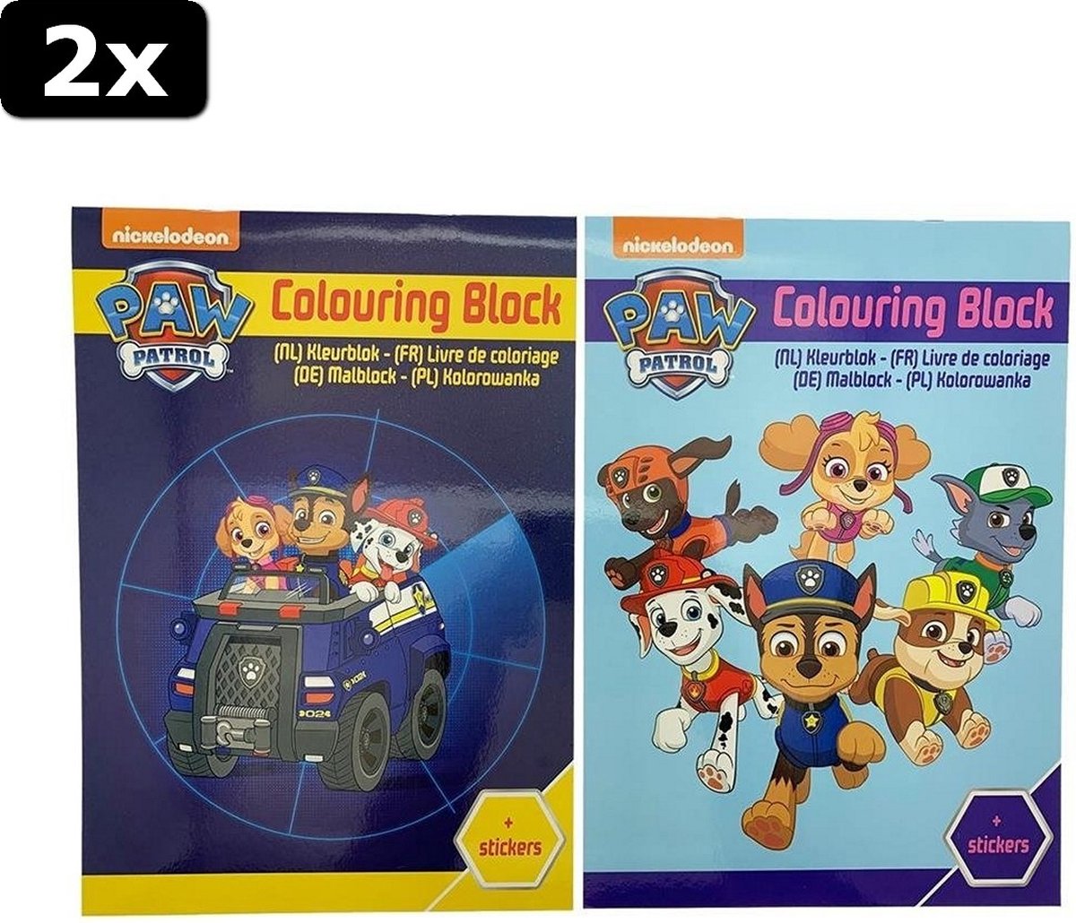 2x Paw Patrol Kleurboek met Stickers Assorti