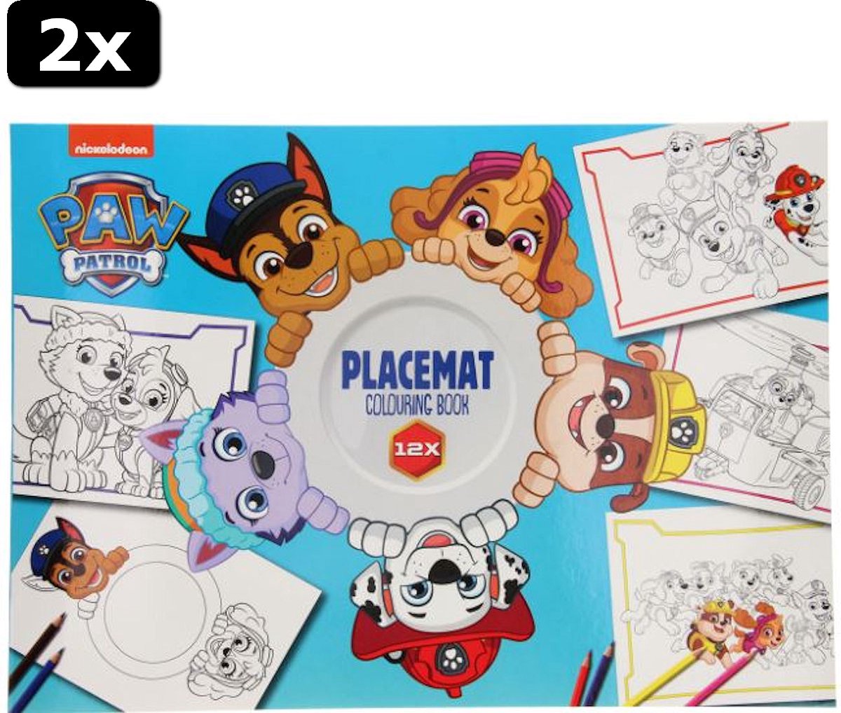 2x Placematboek Paw Patrol om in te kleuren