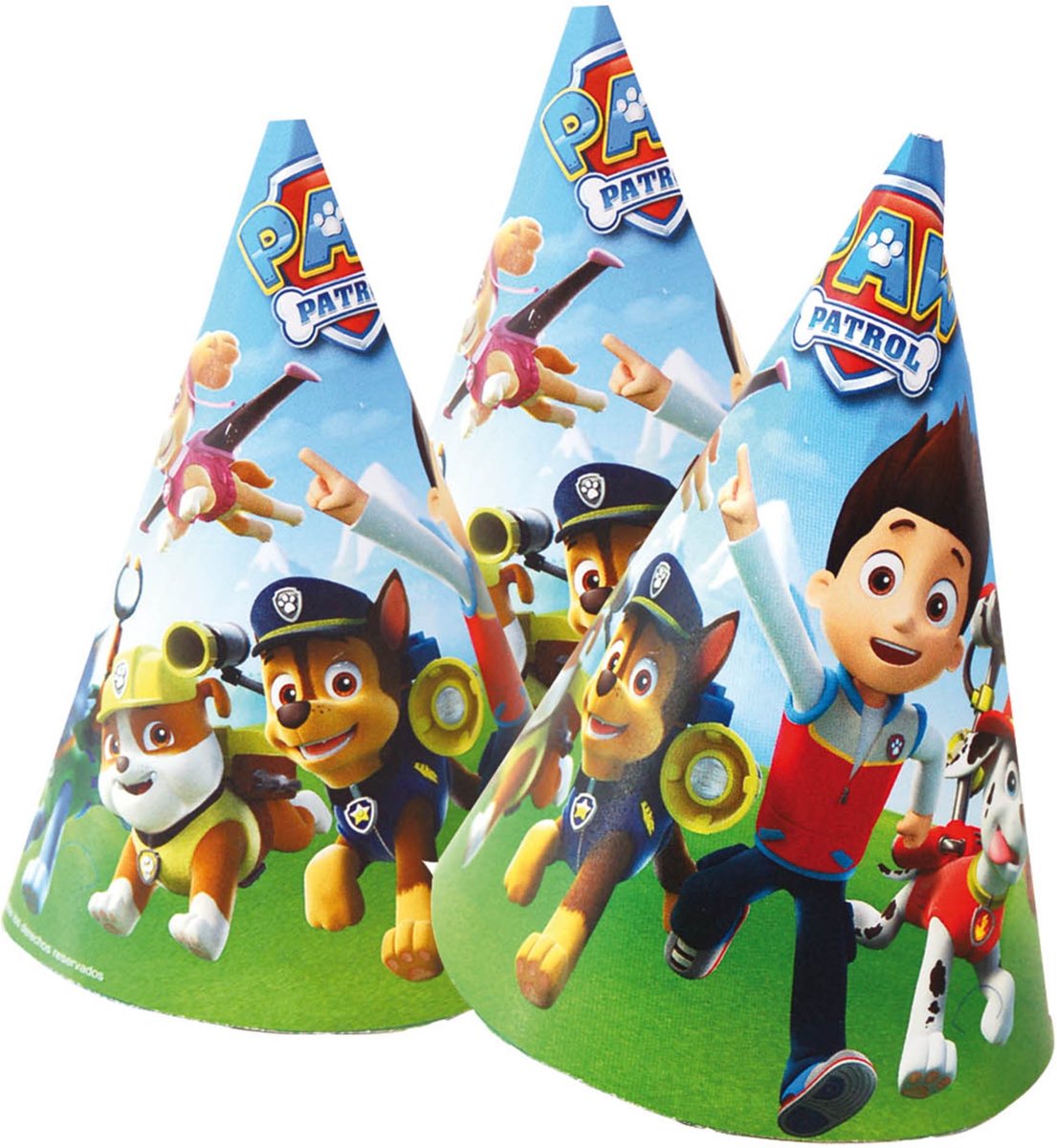 6 Paw Patrol™ feesthoedjes - Feestdecoratievoorwerp