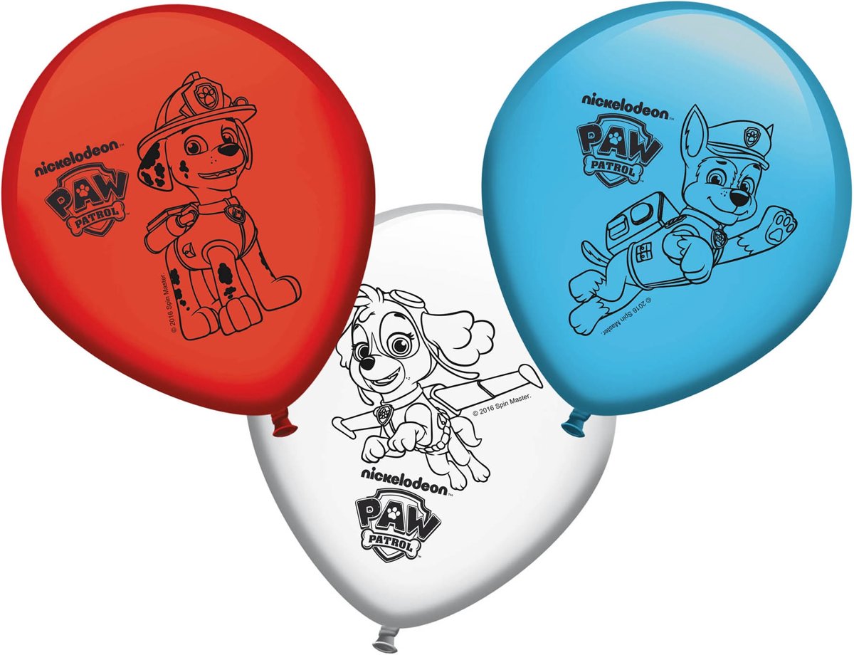 8 Paw Patrol™ ballonnen - Feestdecoratievoorwerp