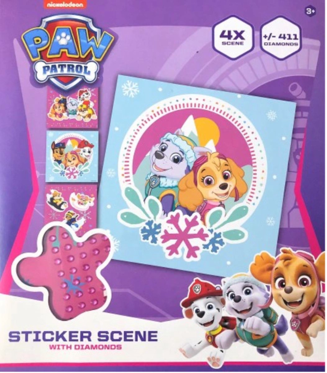 Diamond Painting - Paw Patrol pink 4 kaarten 1 vel diamonds