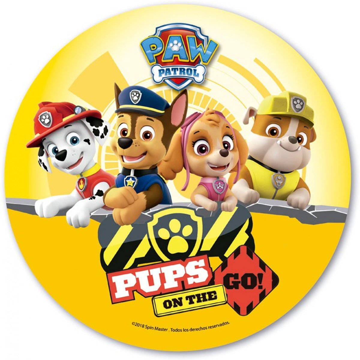 Gele eetbare Paw Patrol™ schijf - Feestdecoratievoorwerp